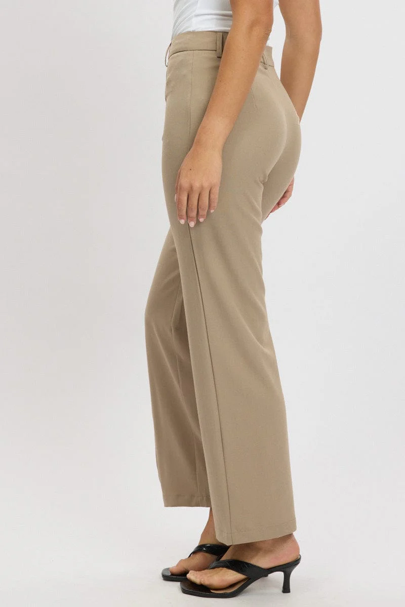 Brown Straight Fit Pants High Rise - Image 4