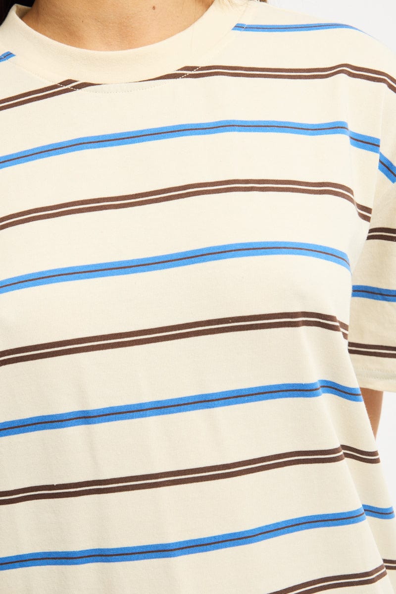 Brown Stripe Oversized Tee Short Sleeve - Image 5