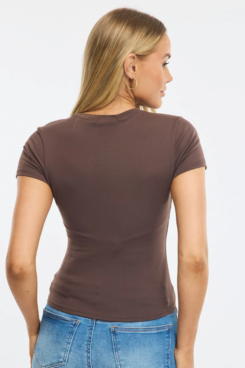 Brown Supersoft Crew Neck Short Sleeve - Image 4