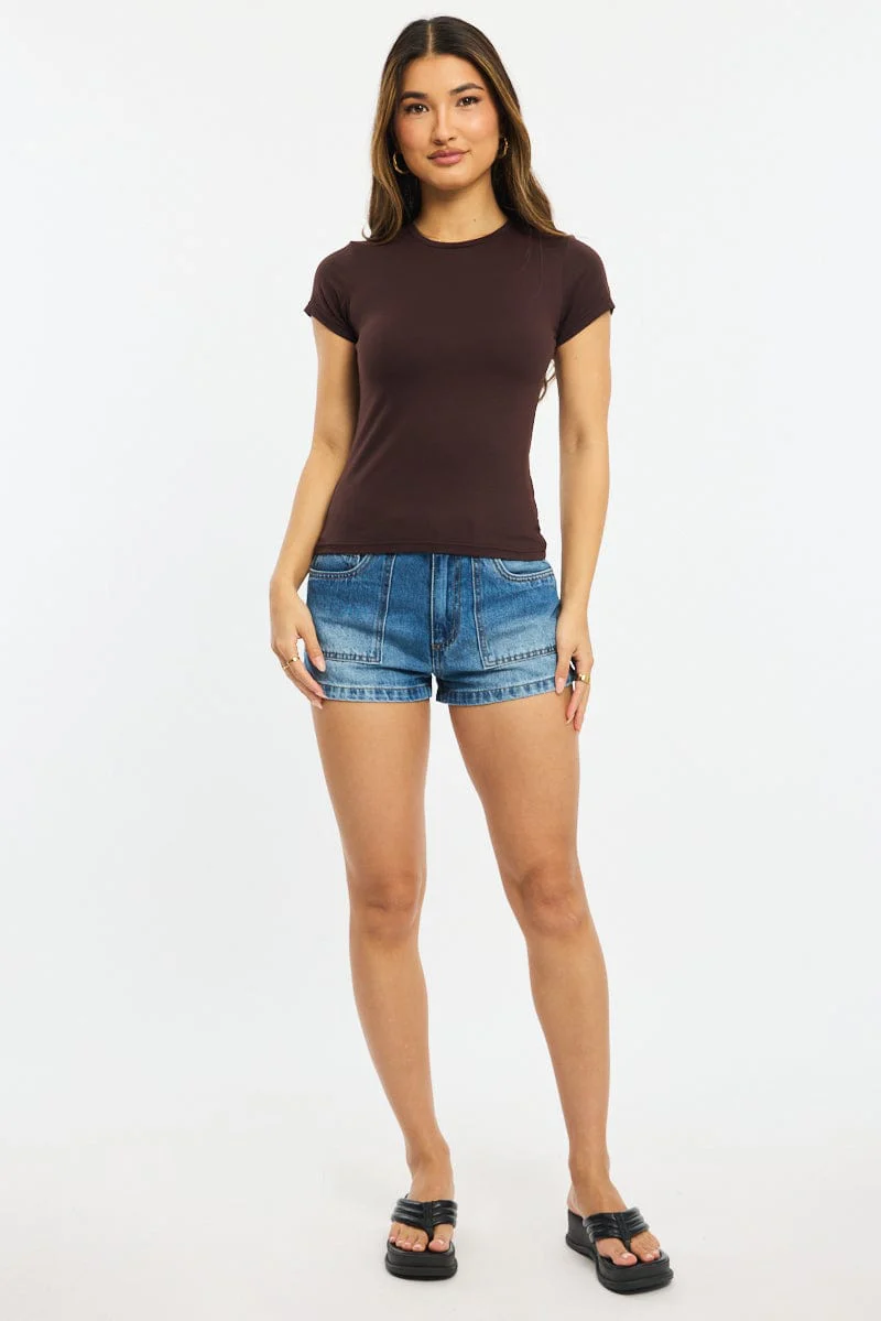 Brown T-shirt Cap Sleeve Supersoft - Image 2