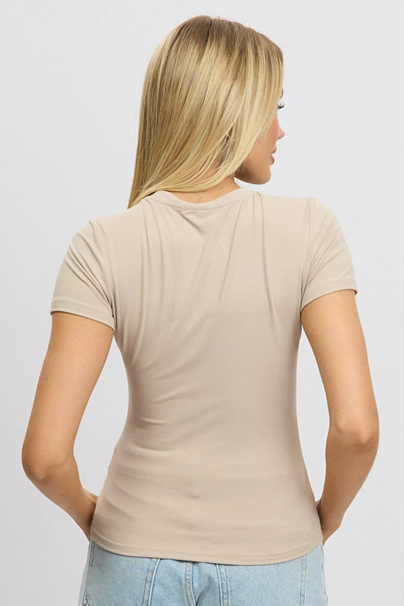 Brown T shirt Short Sleeve Crew Neck Supersoft - Image 5
