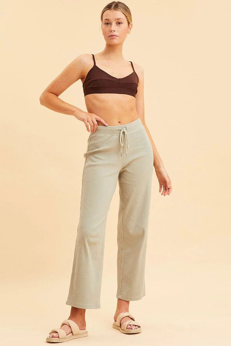 Brown Triangle Bralette Cotton Stretch Seam Detail - Image 2