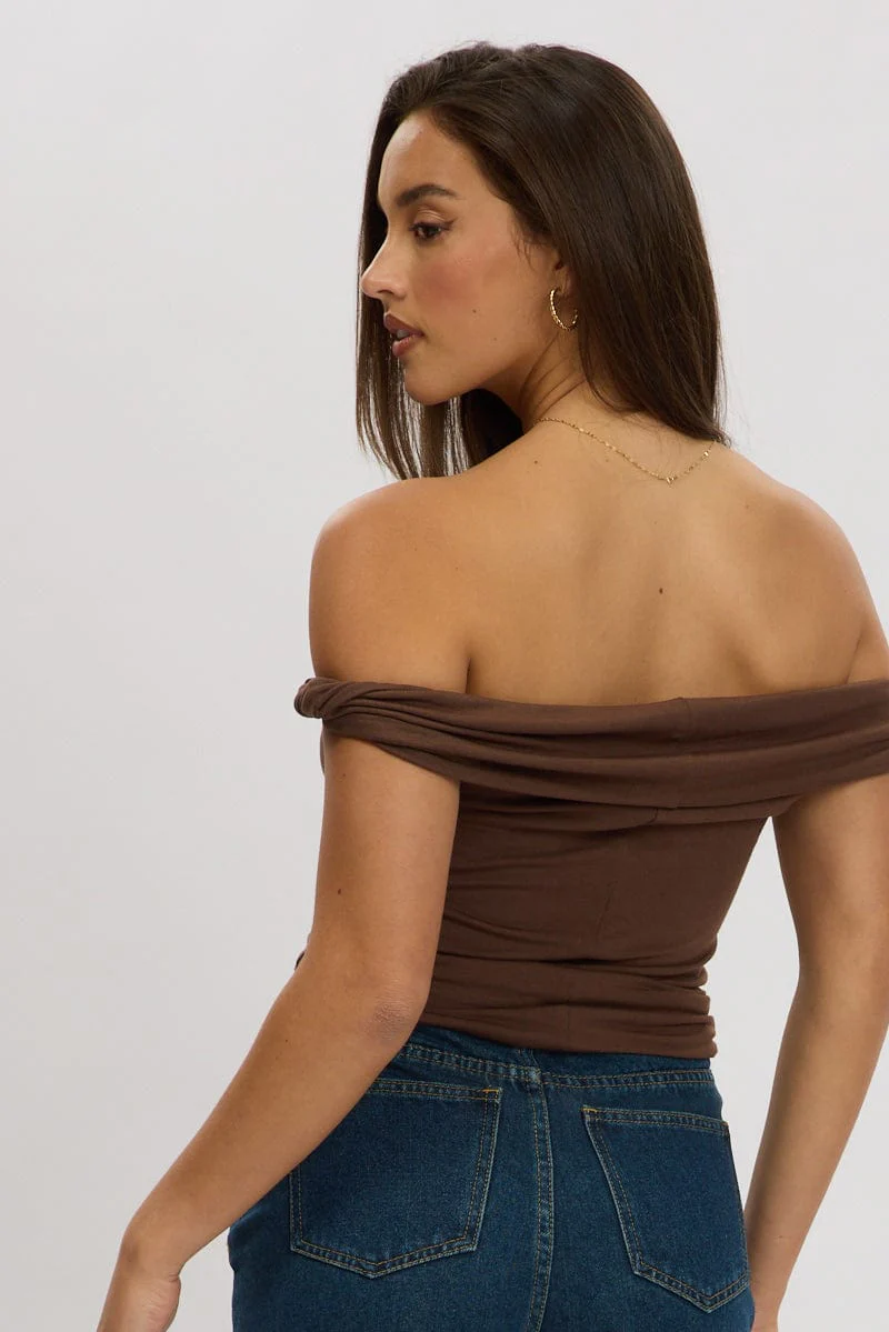 Brown Twist Top Off Shoulder - Image 5
