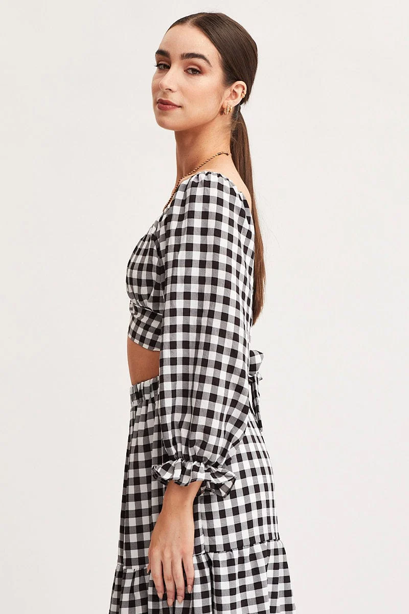 Check Crop Top Long Sleeve - Image 4