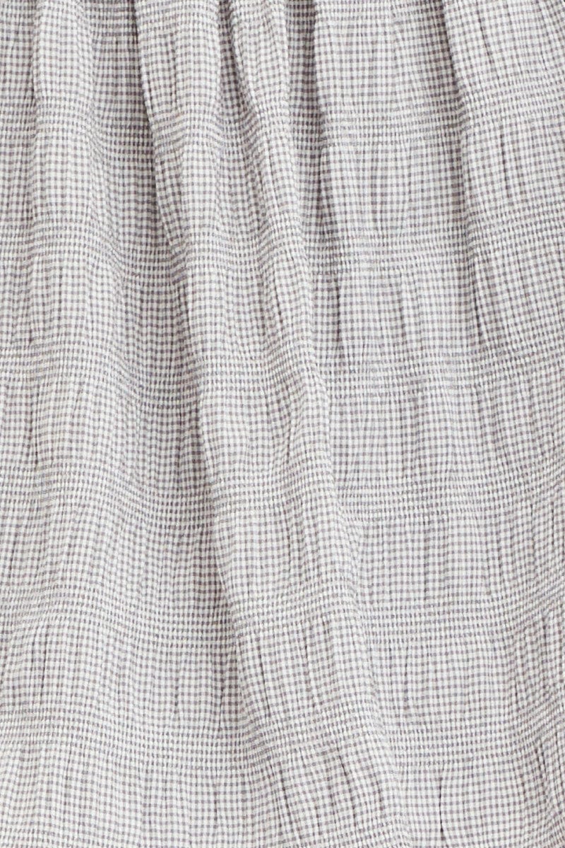 Check Flare Skirt High Rise Shirred Waist - Image 6