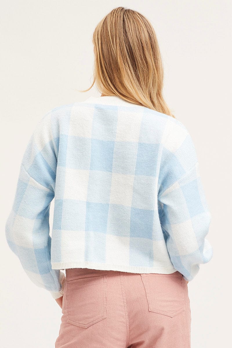 Check Knit Top Long Sleeve Relaxed - Image 5