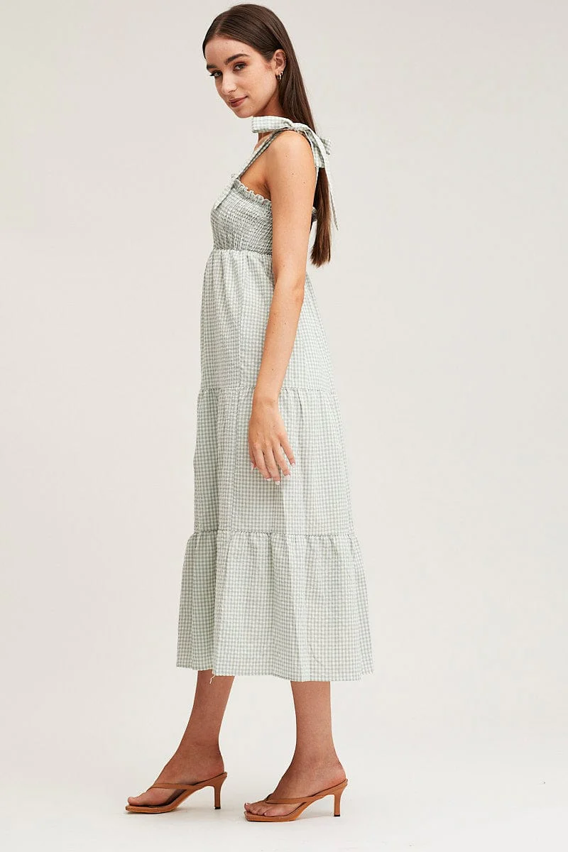 Check Midi Dress Sleeveless - Image 4