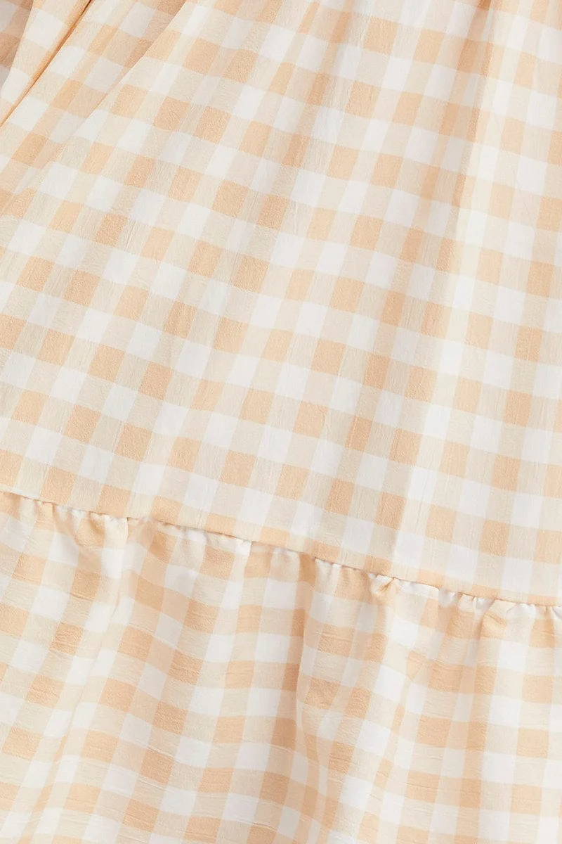 Check Skater Dress Puff Sleeve Mini - Image 6