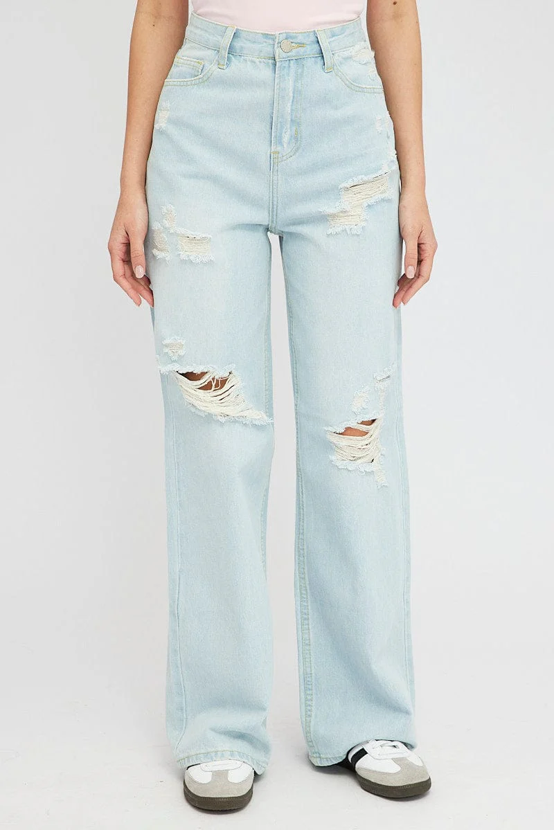 Denim Baggy Jeans High Rise Ripped - Image 2