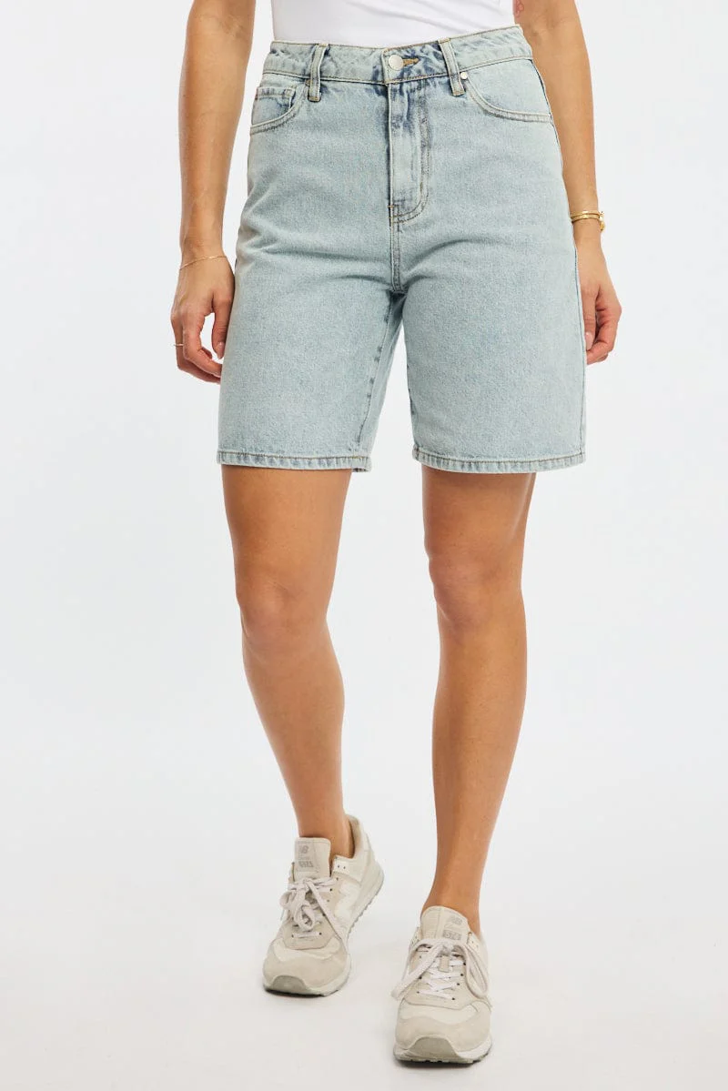 Denim Bermuda Jorts Mid Rise - Image 2
