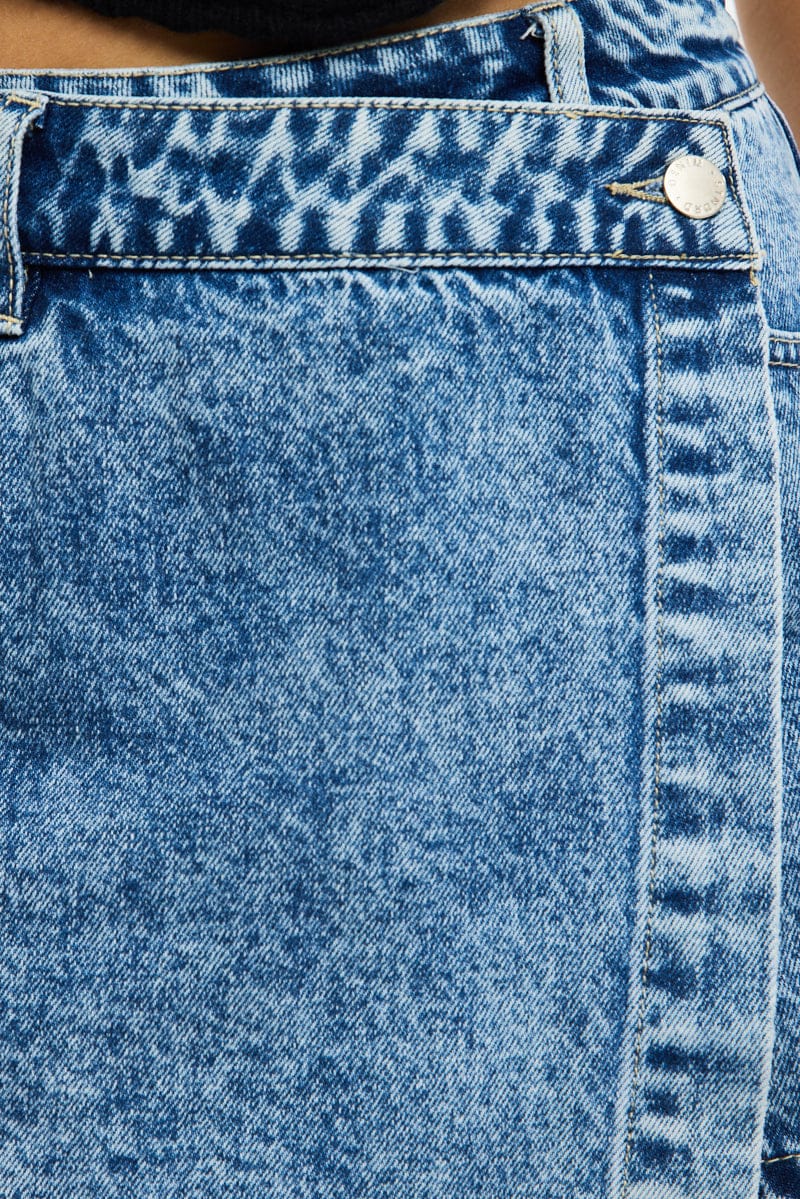 Denim Denim Wrap Mini Skort High Rise Relaxed Fit - Image 5