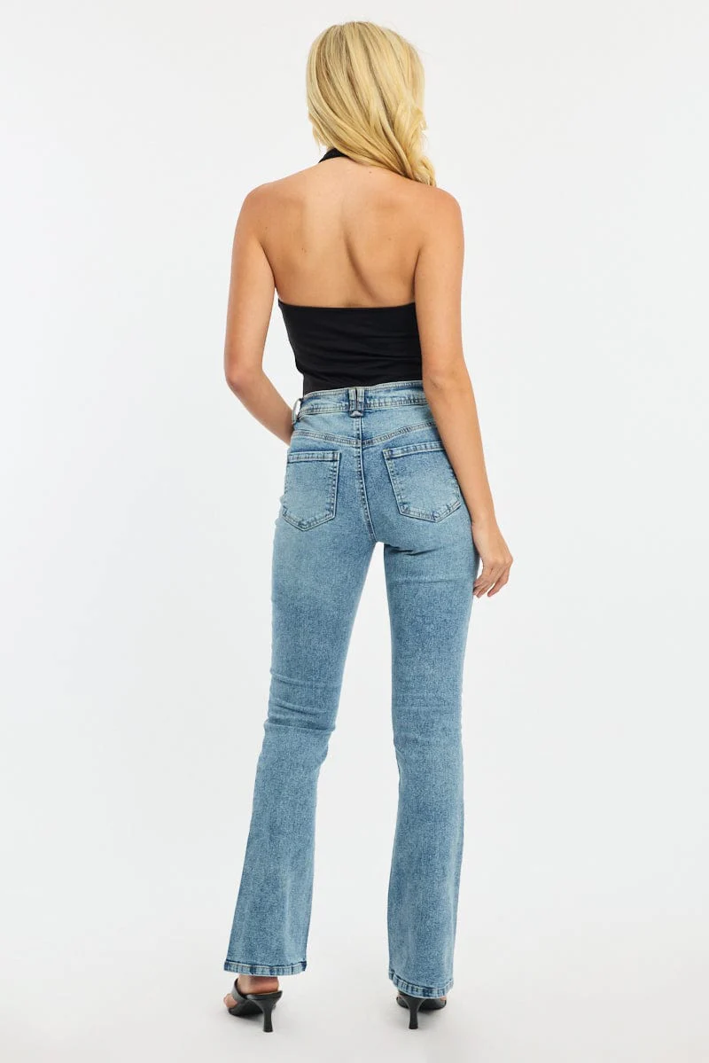 Denim Flare Jeans Mid Rise - Image 5
