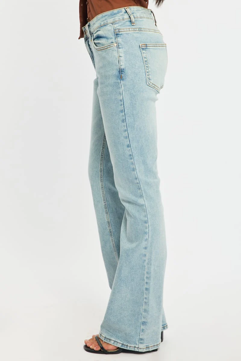 Denim Flare Leg Jeans Stretch Denim - Image 4