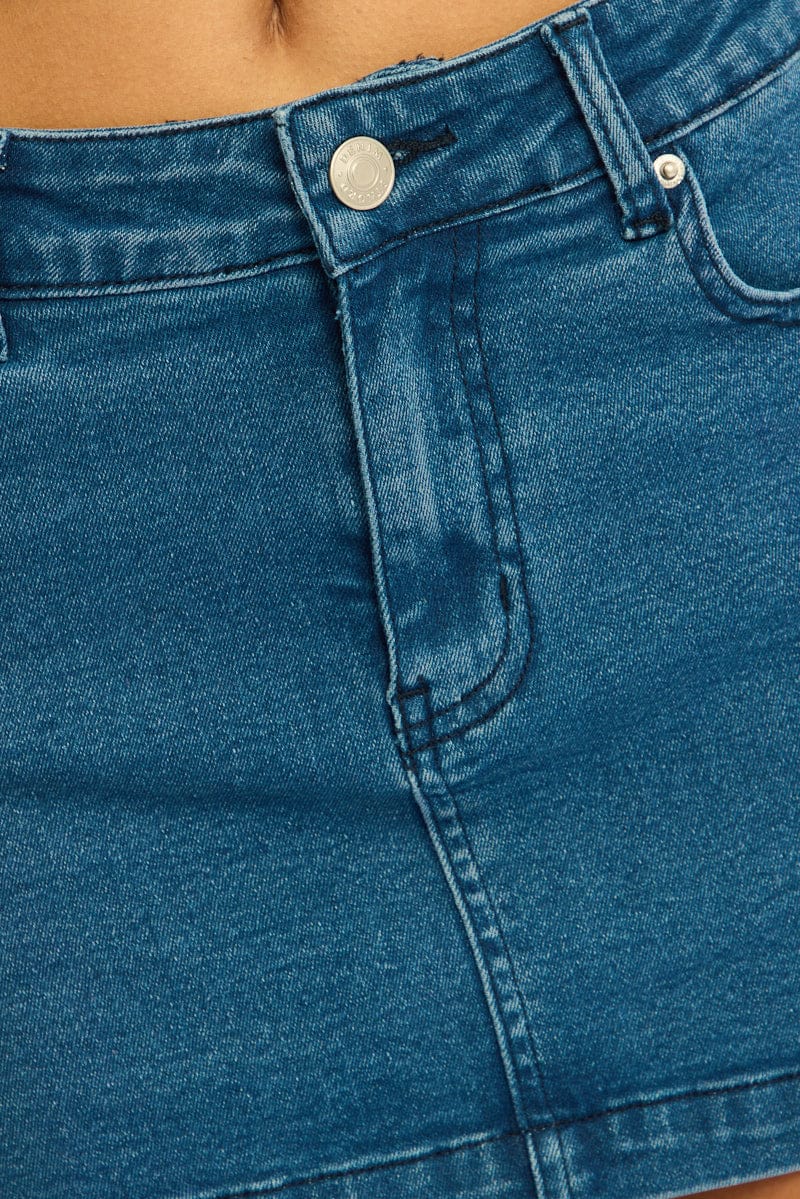 Denim Mini Skort Skirt - Image 5