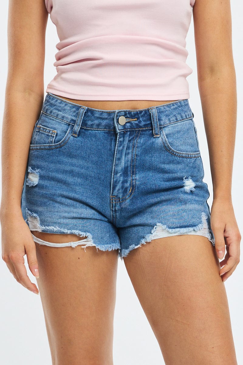 Denim Relaxed Shorts Mid Rise - Image 2