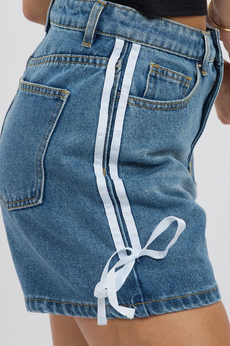 Denim Relaxed Shorts Ribbon detail - Image 6
