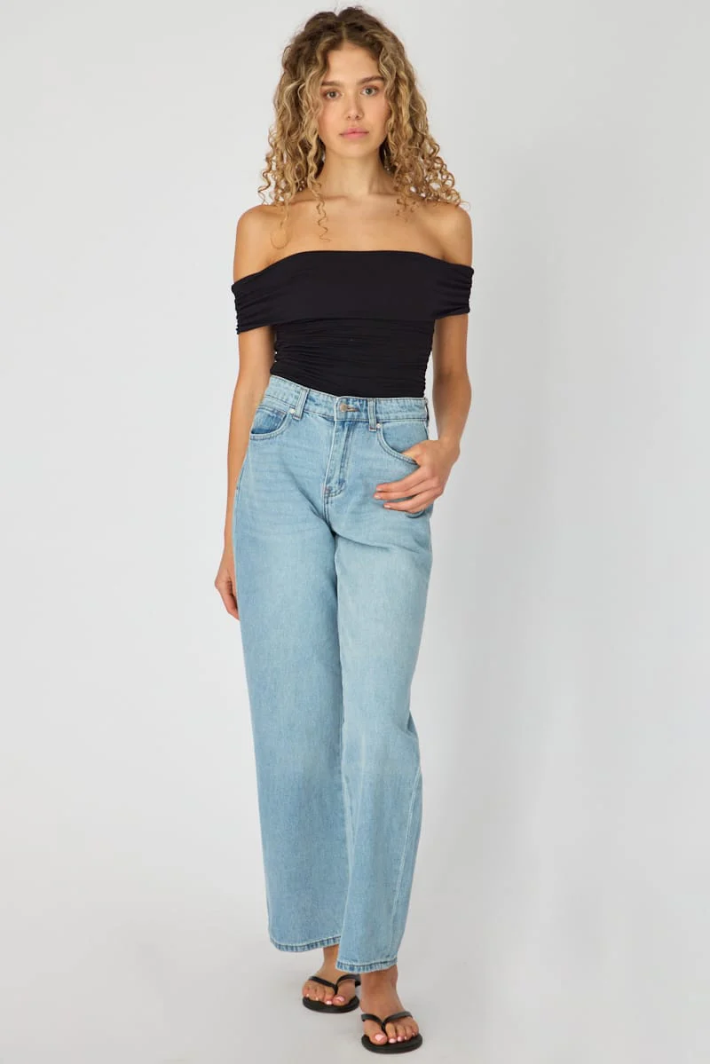 Denim Straight Jean Mid Rise Light Wash - Image 3