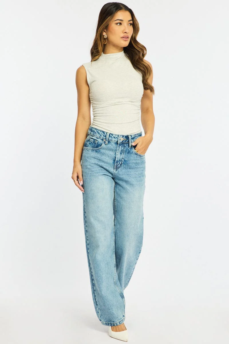 Denim Straight Jeans Mid Rise - Image 3