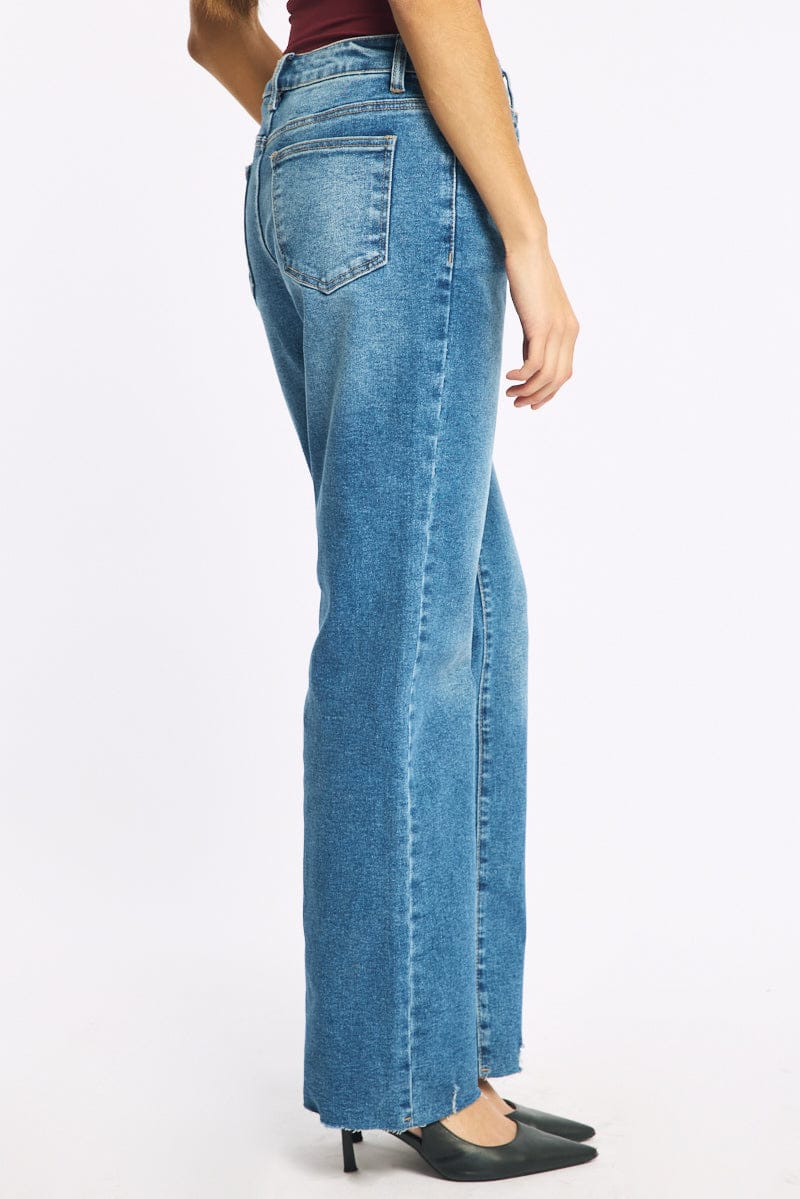 Denim Straight Leg Jean Distressed Hem - Image 3