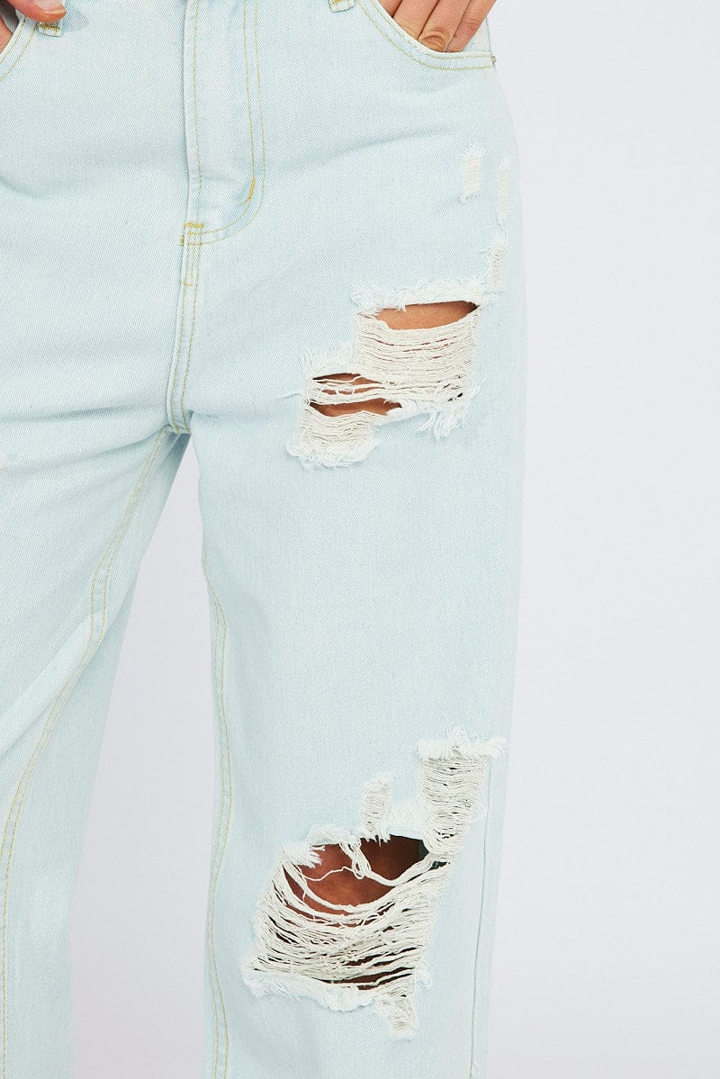 Denim Wide Leg Jean High Rise Ripped - Image 6