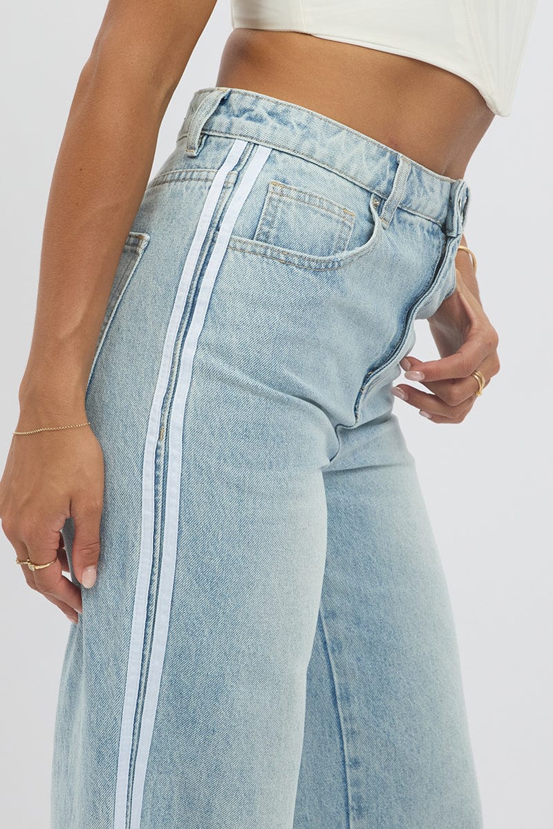 Denim Wide Leg Jeans Ribbon detail - Image 6