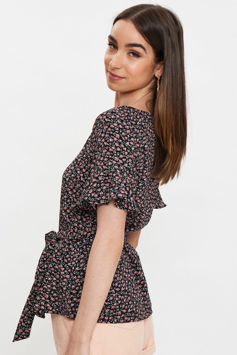 Floral Print Frill Sleeve Blouse - Image 4