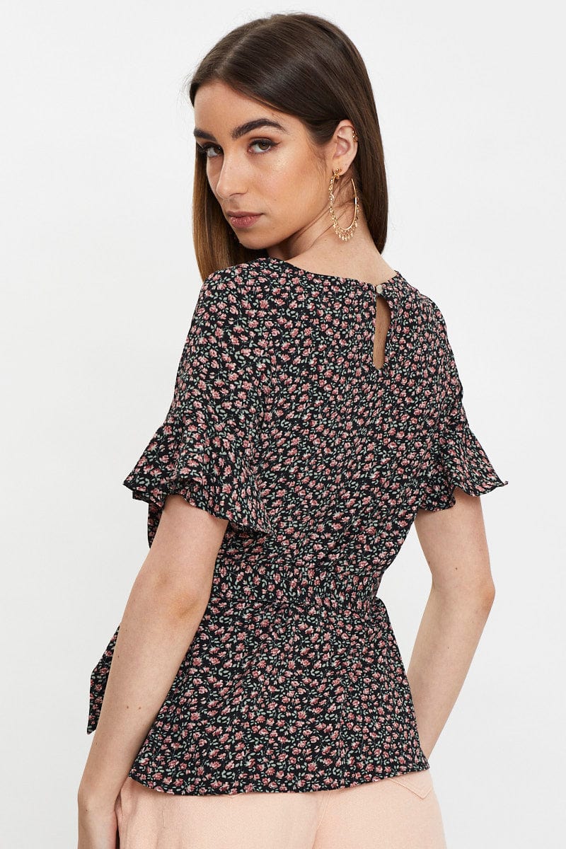 Floral Print Frill Sleeve Blouse - Image 5