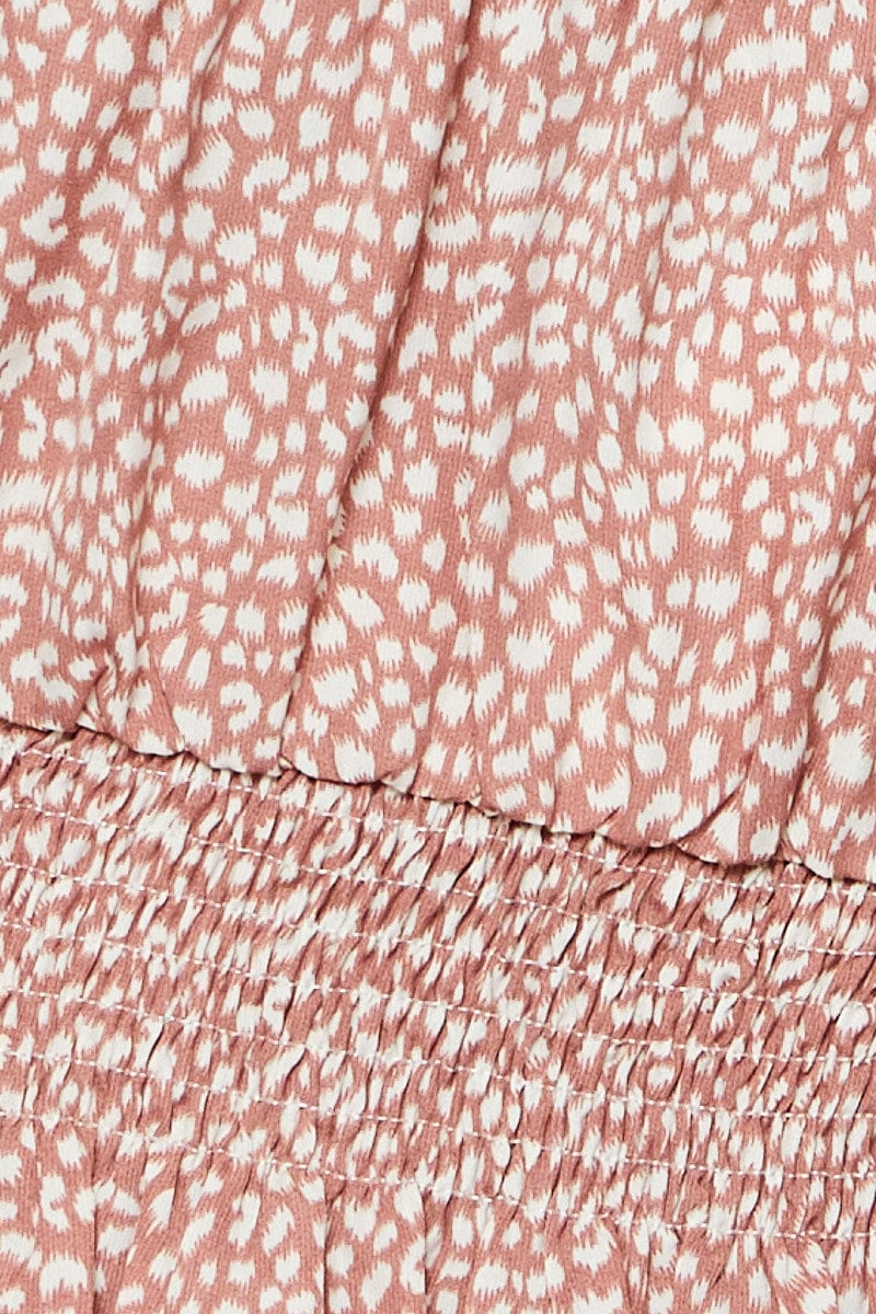 Geo Print Puff Sleeve Top Short Sleeve Crop - Image 6