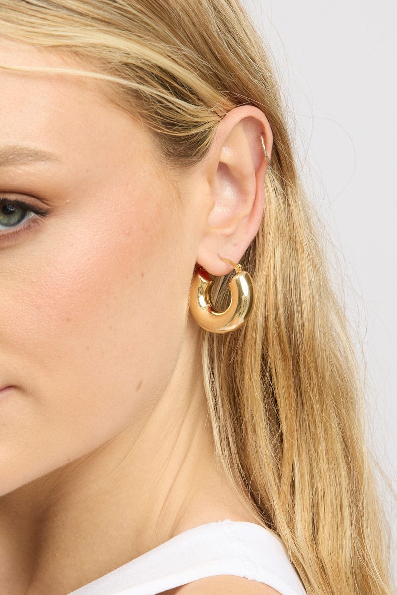 Gold 3 Pack Heart and Hoop Earrings - Image 2