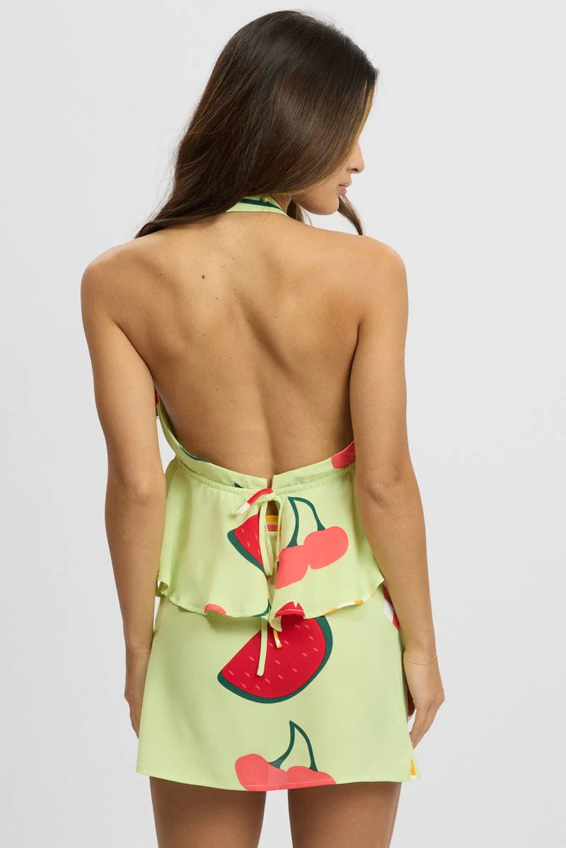 Green Abstract Halter Top Sleeveless - Image 5