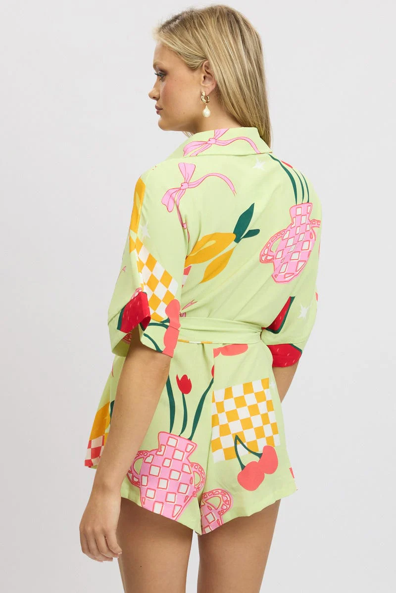 Green Abstract Oversized Playsuit - Image 5