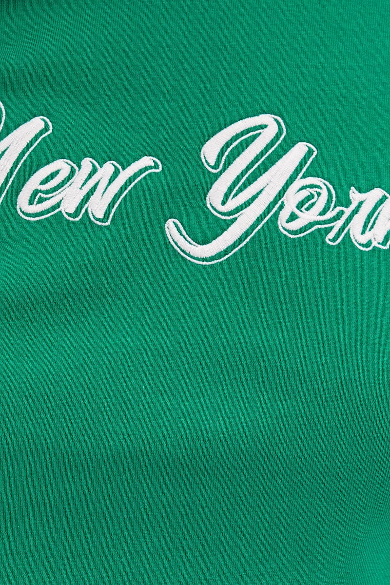Green Baby Tee Short Sleeve Crew Neck Crop New York - Image 6