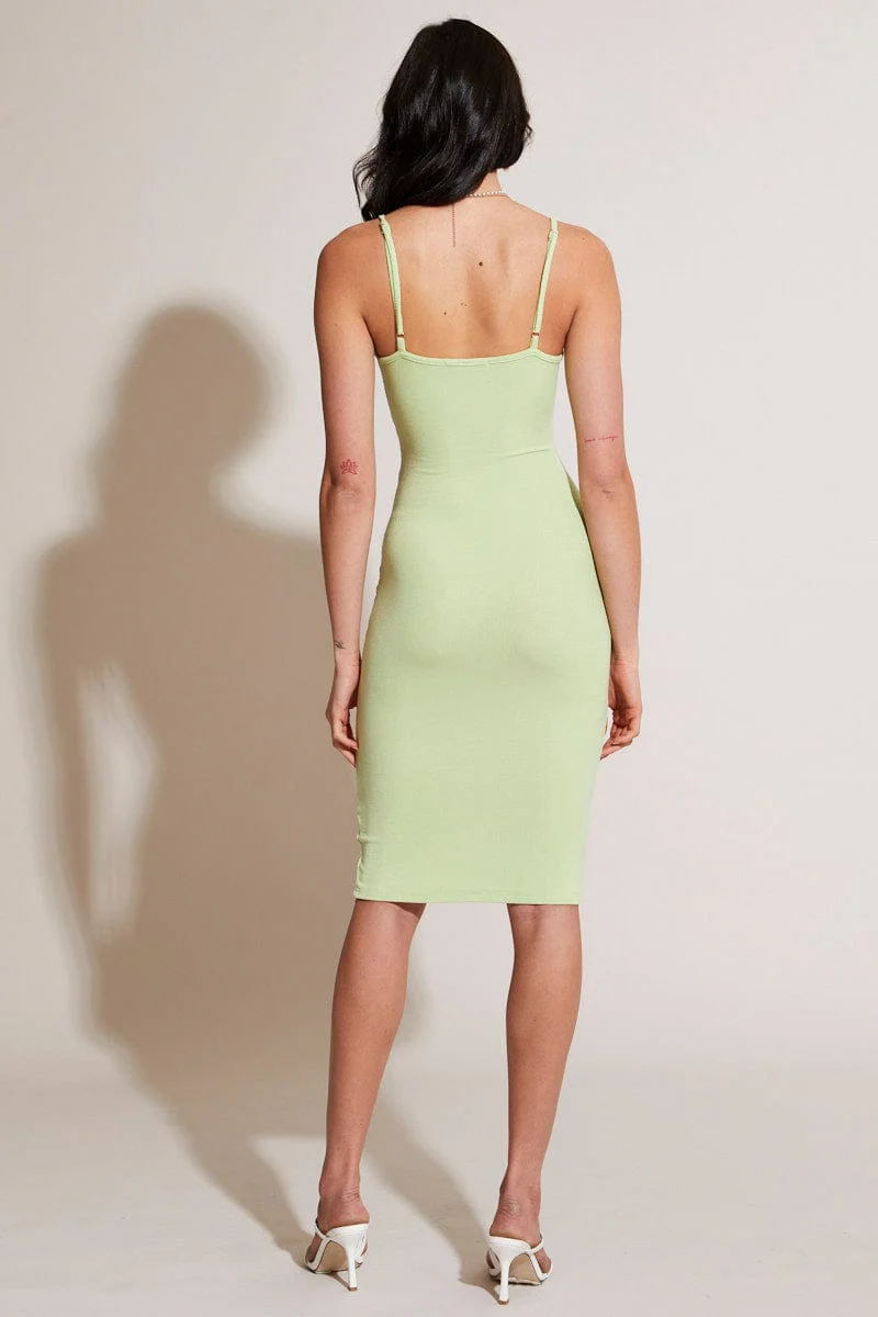 Green Bodycon Dress Long Sleeve Midi - Image 5
