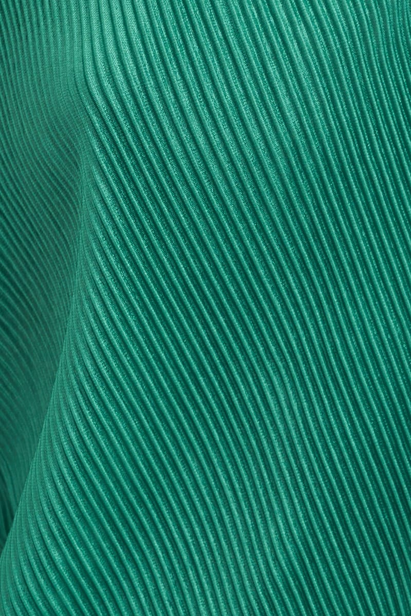 Green Bolero Long Sleeve Tie Front Plisse Satin - Image 6
