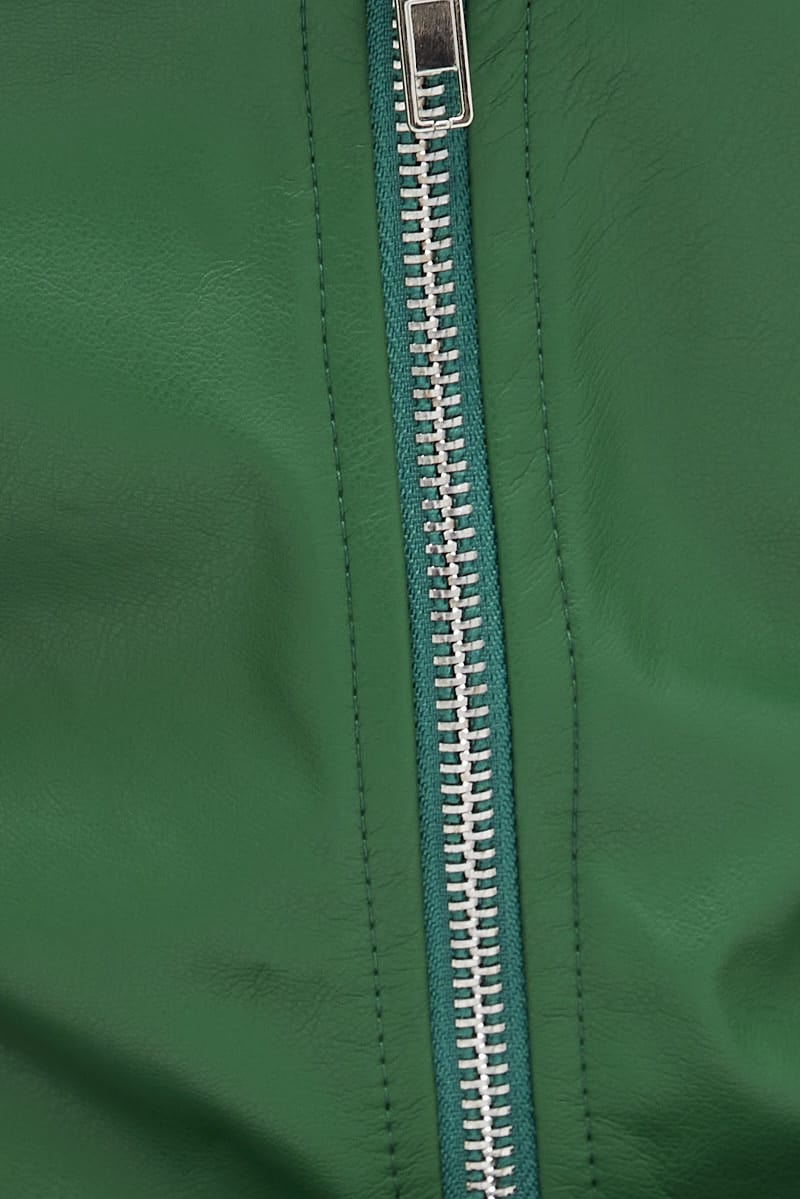 Green Corset Sleeveless Strapless Longline Faux Leather - Image 6
