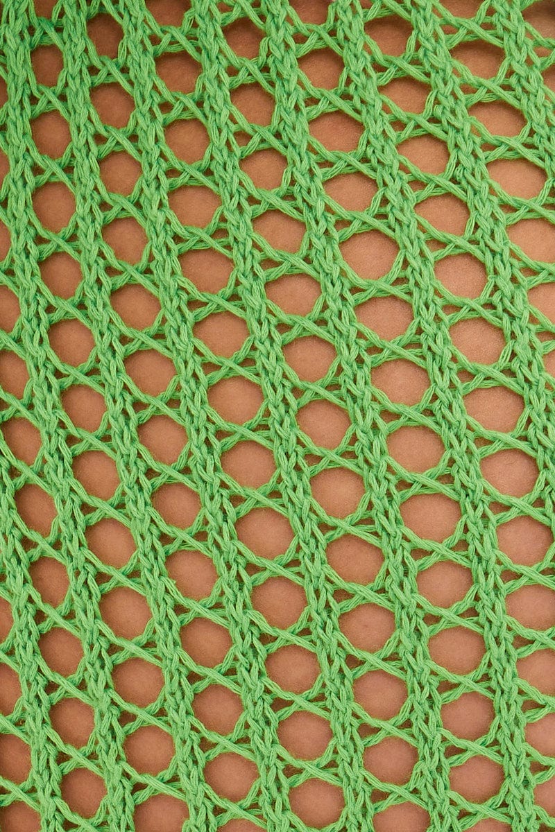 Green Crochet Cutout Knit Dress - Image 6