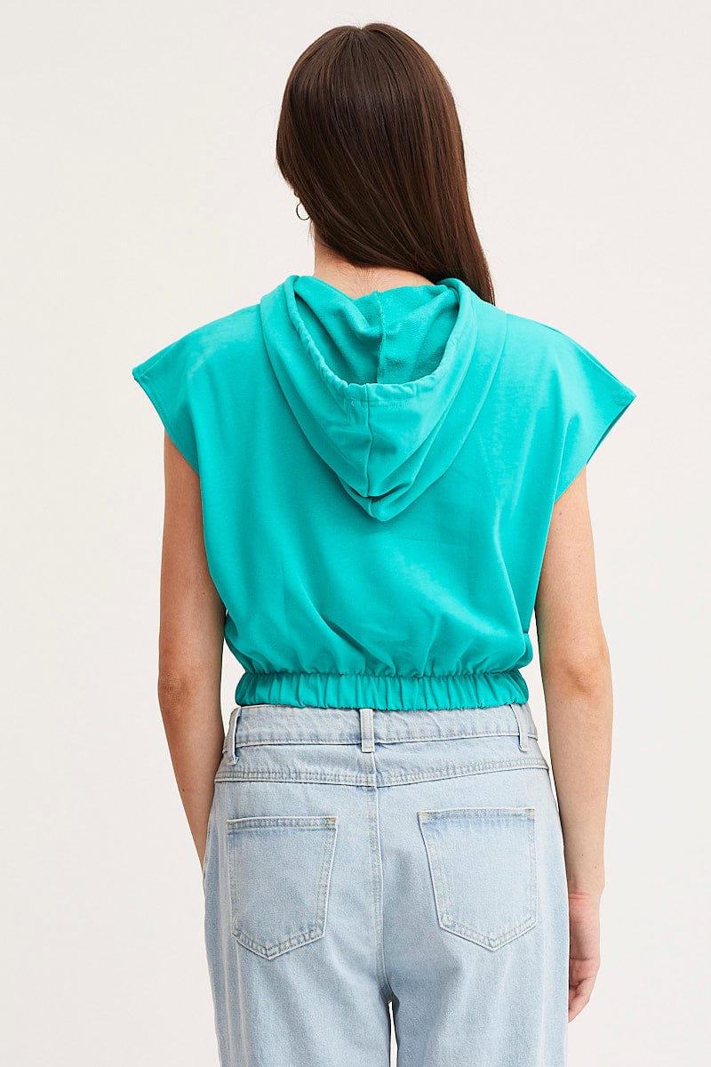 Green Crop Hooded Sweat Short Sleeve - Image 4