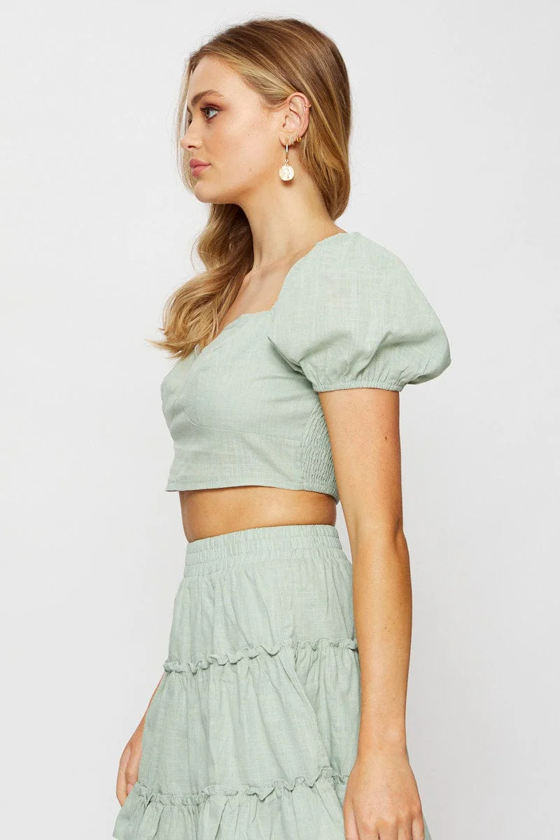 Green Crop Top Short Sleeve - Image 4