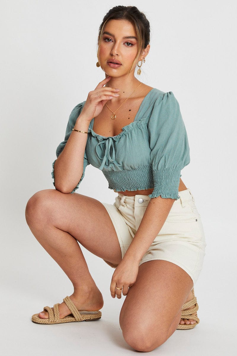 Green Crop Top Short Sleeve - Image 5