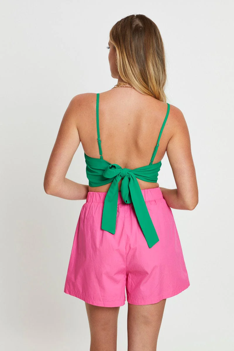Green Crop Top Sleeveless V-Neck - Image 5