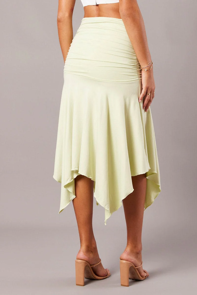Green Handkerchief Midi Asymmetric Skirt - Image 5