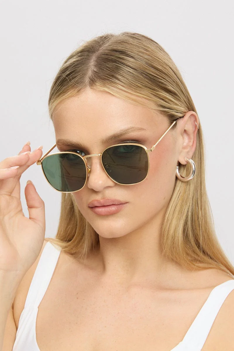 Green Metal Frame Sunglasses