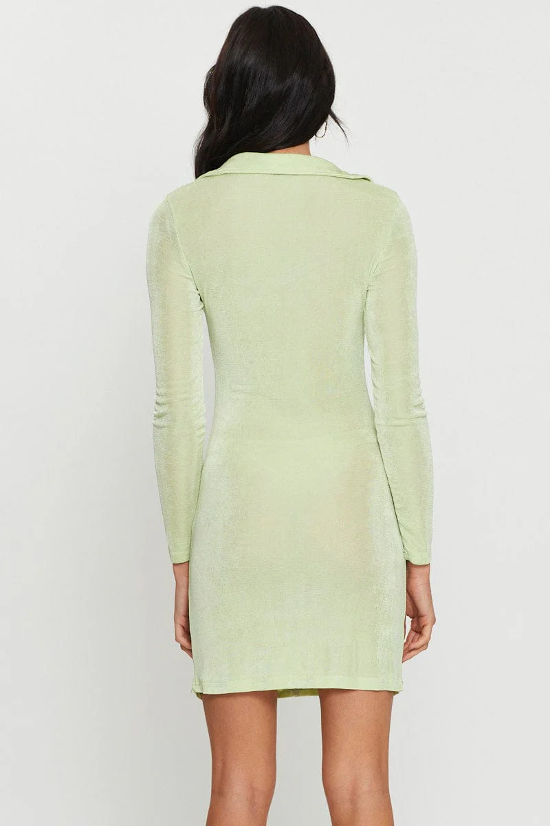 Green Mini Dress Long Sleeve - Image 4