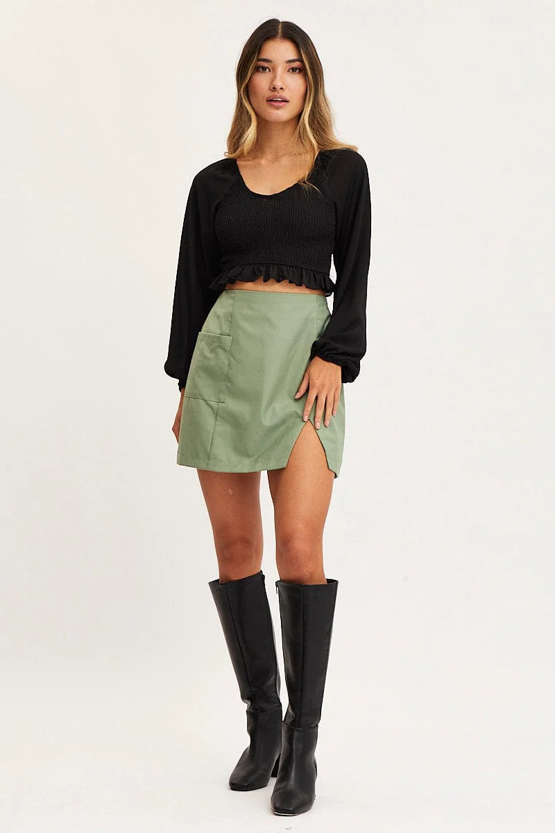 Green Mini Skirt High Rise - Image 3