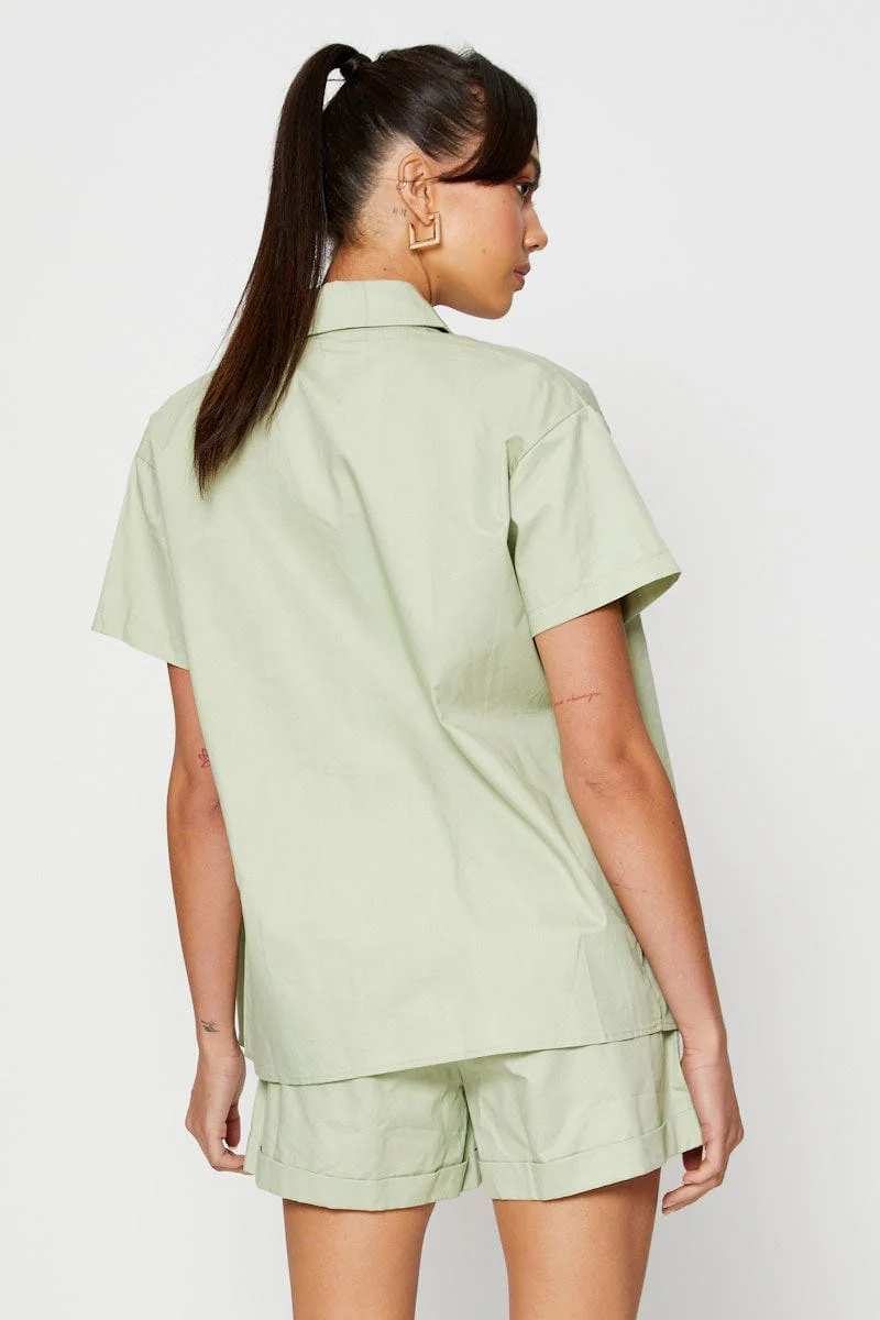 Green Oversized Shirts Collared - Image 5