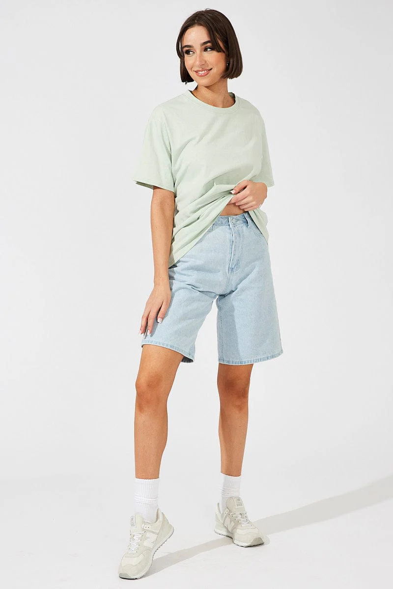 Green Oversized T Shirt Short Sleeve Crew Neck - Image 2