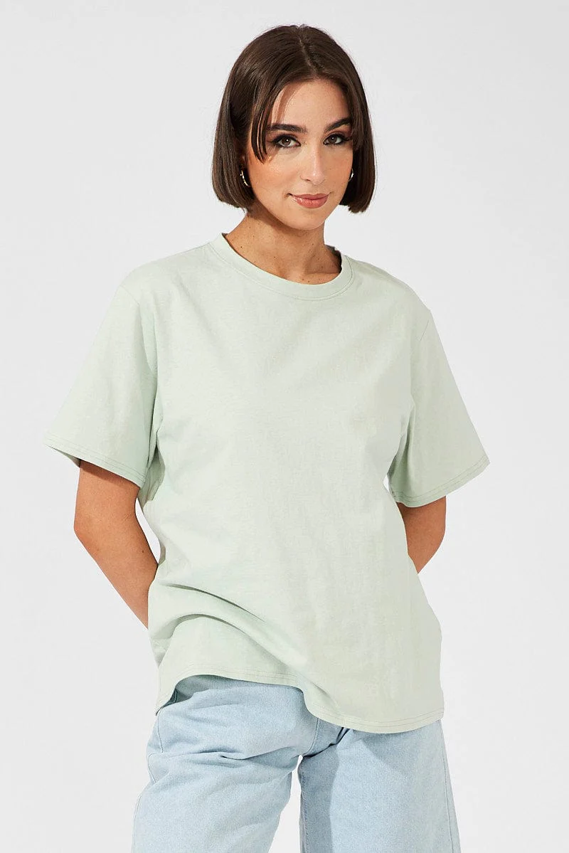 Green Oversized T Shirt Short Sleeve Crew Neck - Image 3