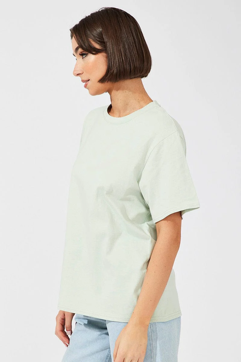 Green Oversized T Shirt Short Sleeve Crew Neck - Image 4