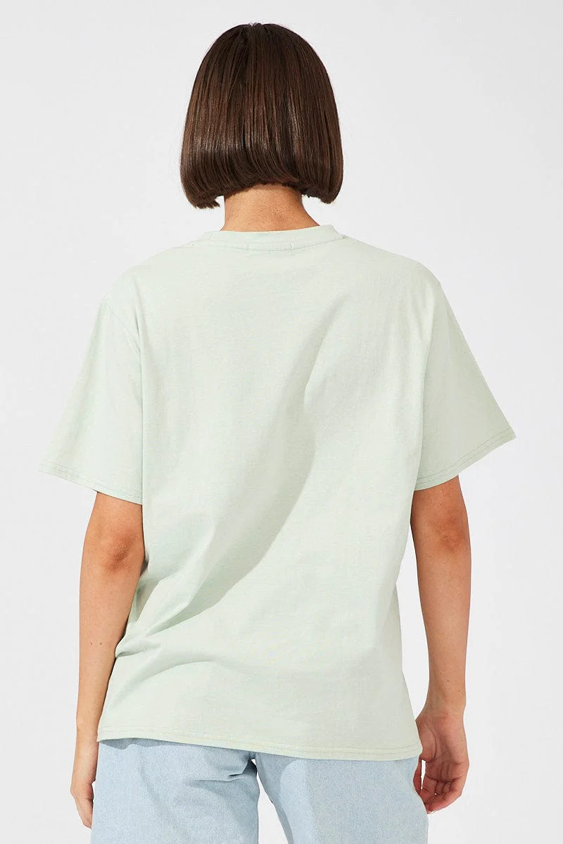 Green Oversized T Shirt Short Sleeve Crew Neck - Image 5