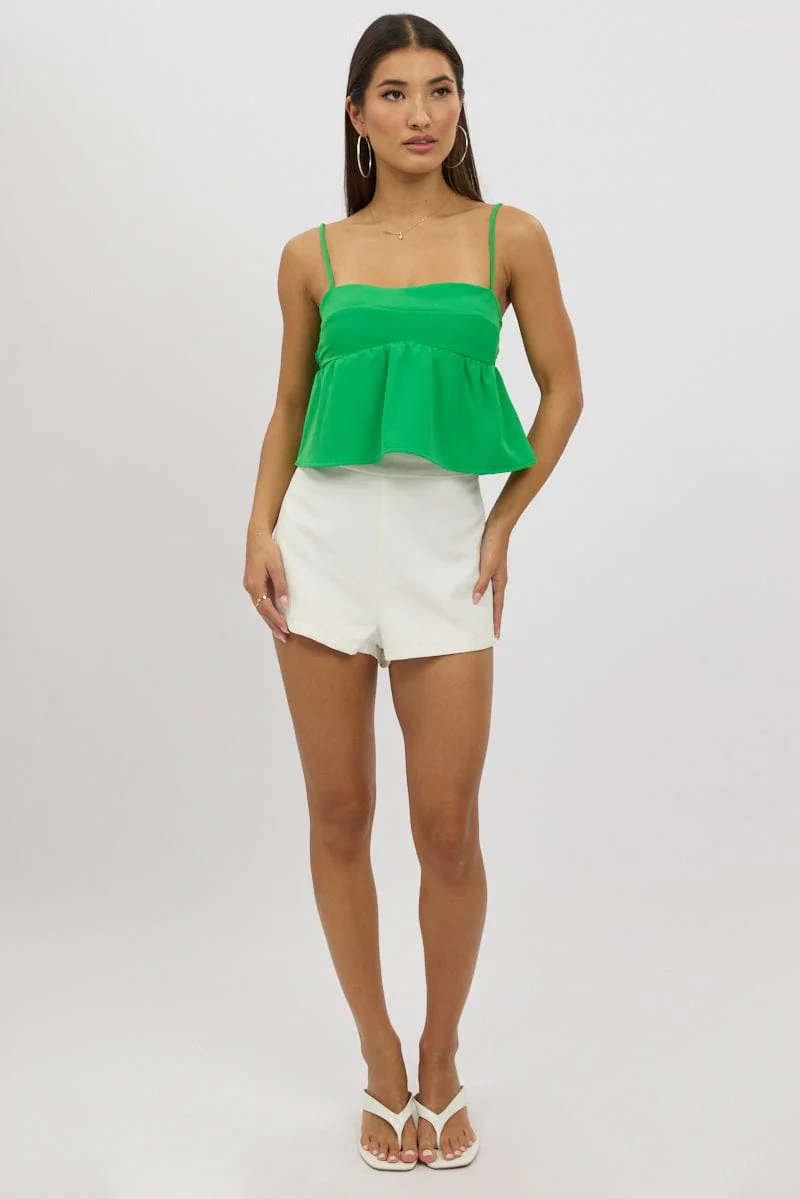Green Peplum Cami Sleeveless Babydoll - Image 2